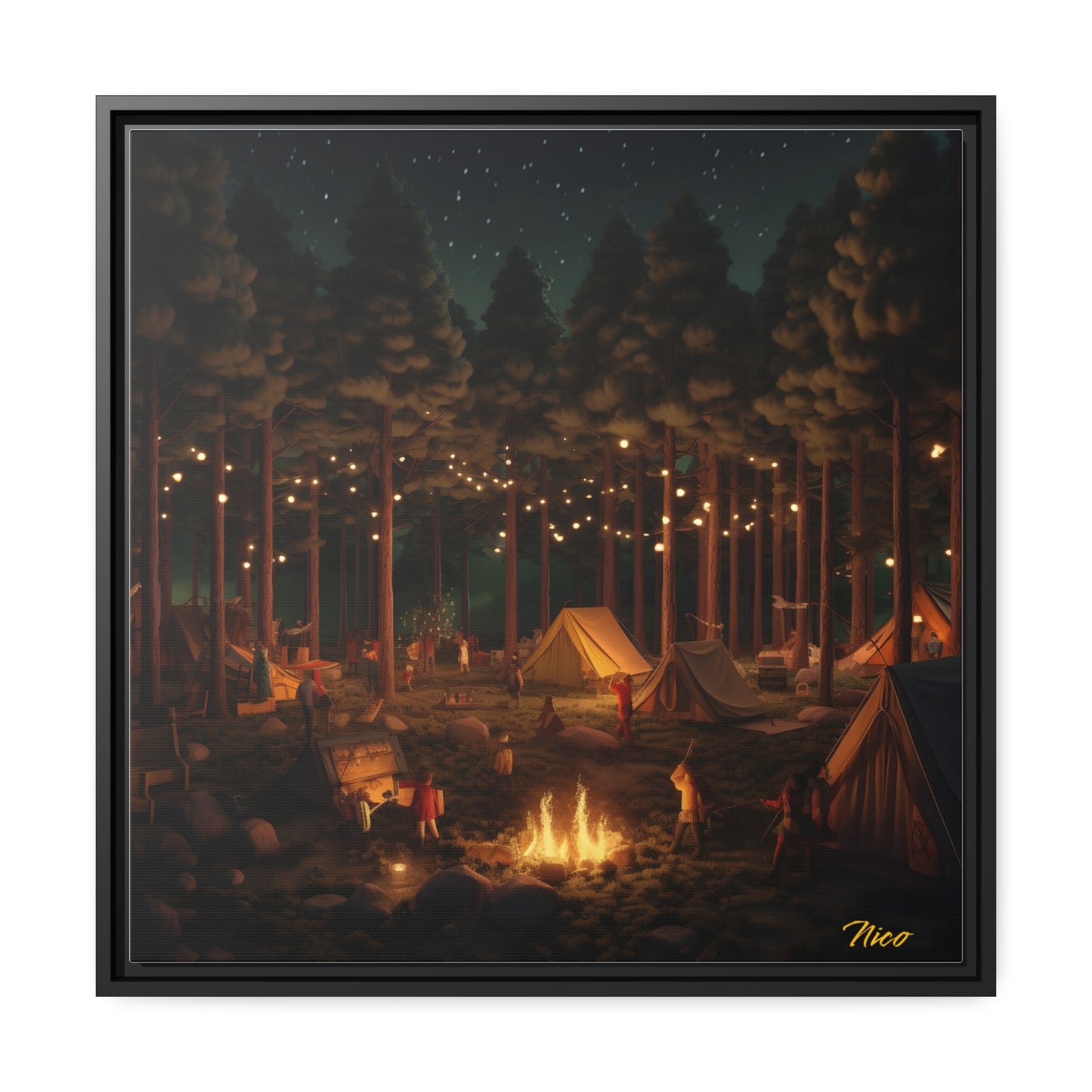 Campfire Series Print #9 - Black Framed Canvas Print