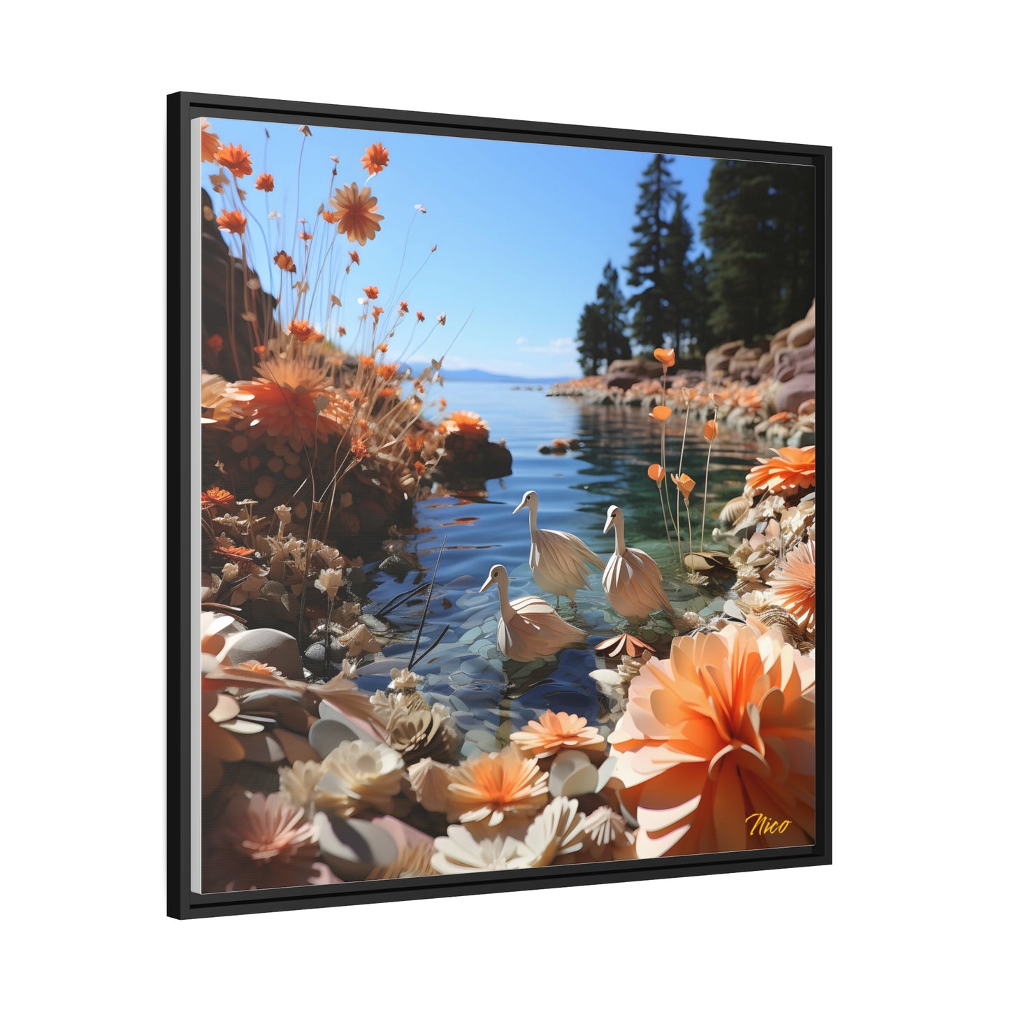 Mountain Lake Series Print #4 - Black Framed Canvas Print