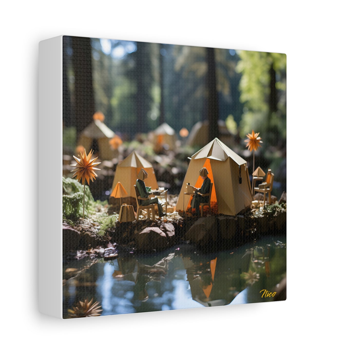 Relaxing By The Brook Series Print #4 - Streched Matte Canvas Print, 1.25" Thick