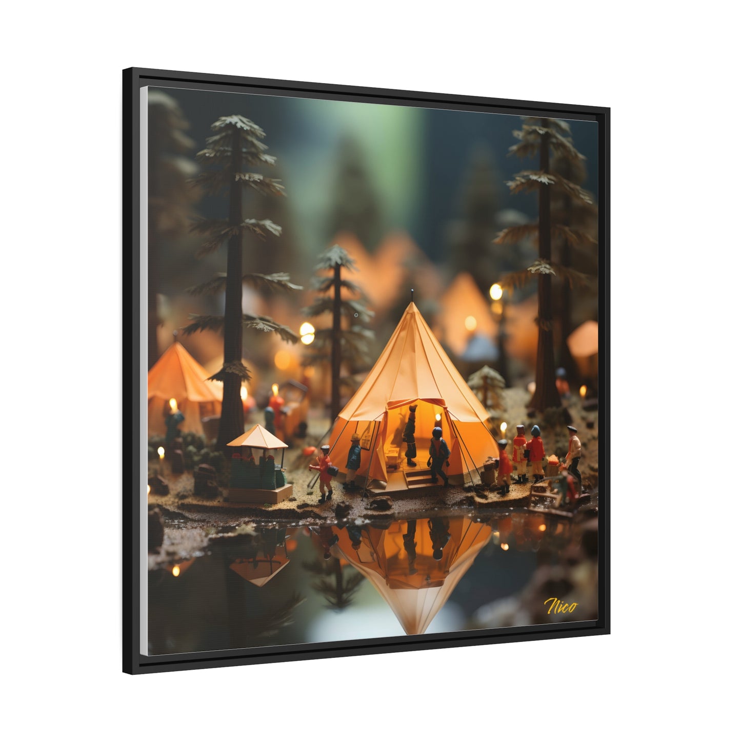 Camping In The Rain Series Print #6 - Black Framed Canvas Print