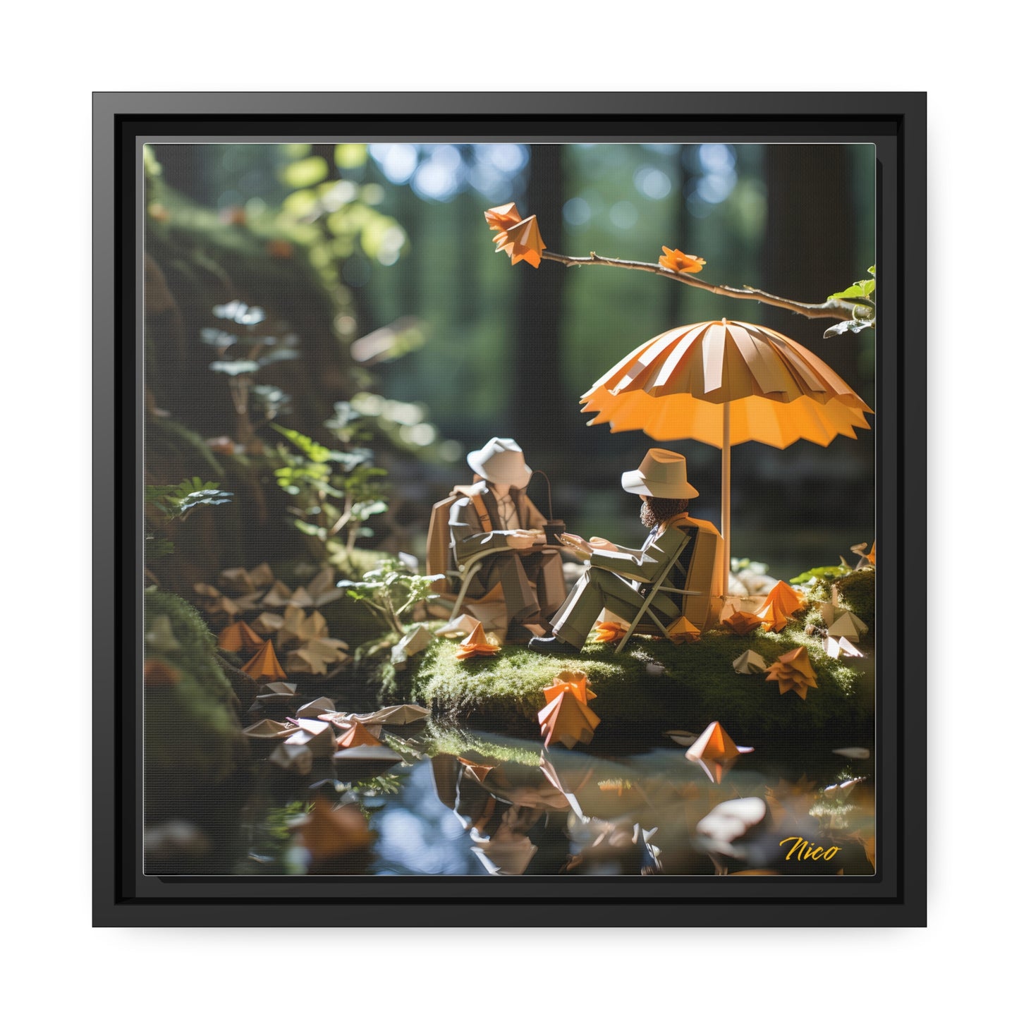 Relaxing By The Brook Series Print #2 - Black Framed Canvas Print