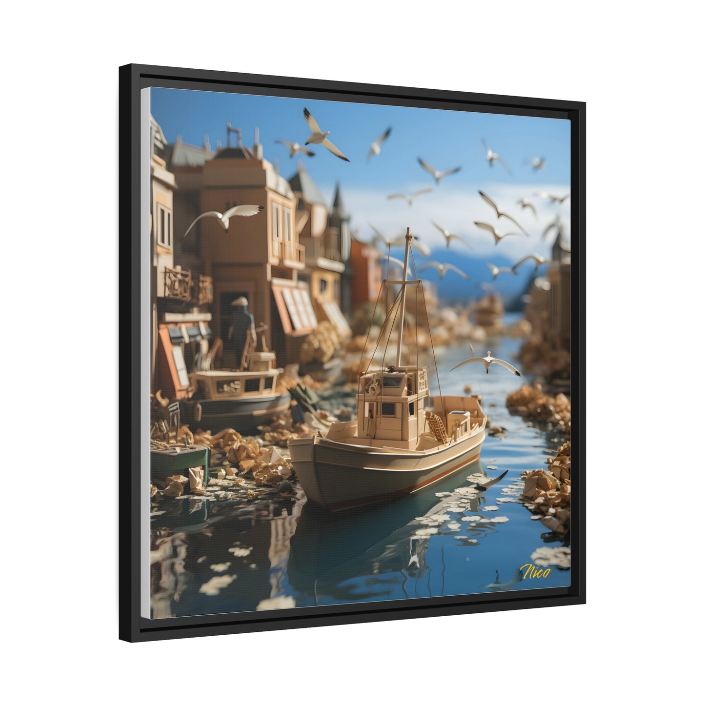 On The Docks By The Bay Series Print #3 - Black Framed Canvas Print