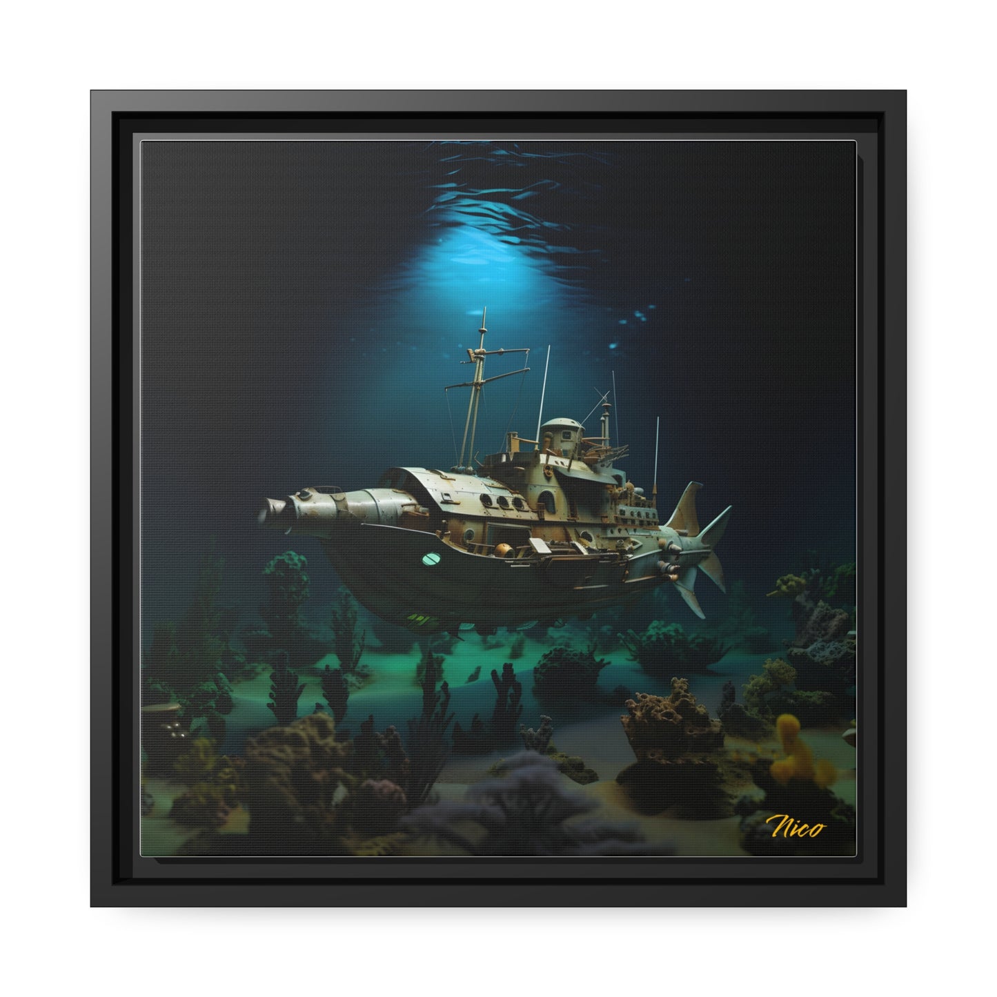 20,000 Under The Sea Series Print #7 - Black Framed Canvas Print