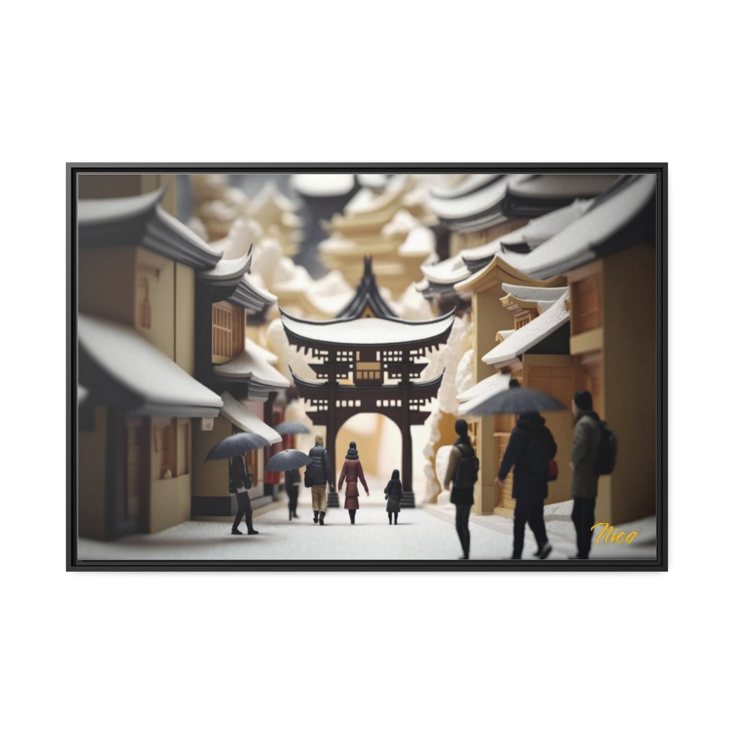 Asian Snow Series Print #8 - Extended Black Framed Canvas Print