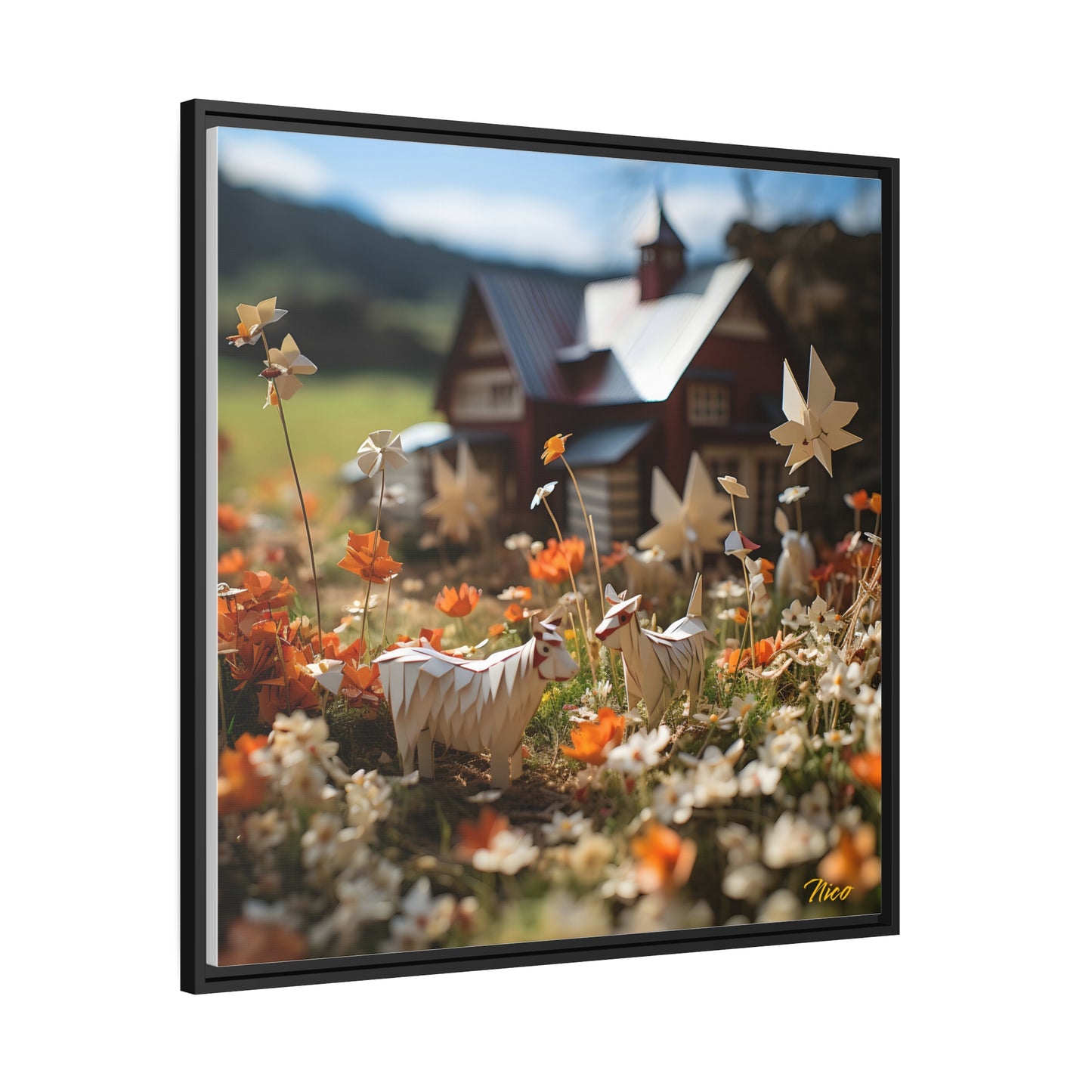 Meadow By The Farm Series Print 10 - Black Framed Canvas Print