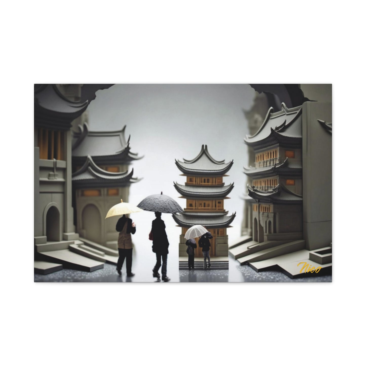 Oriental Rain Series Print #5 - Streched Matte Extended Canvas Print, 1.25" Thick