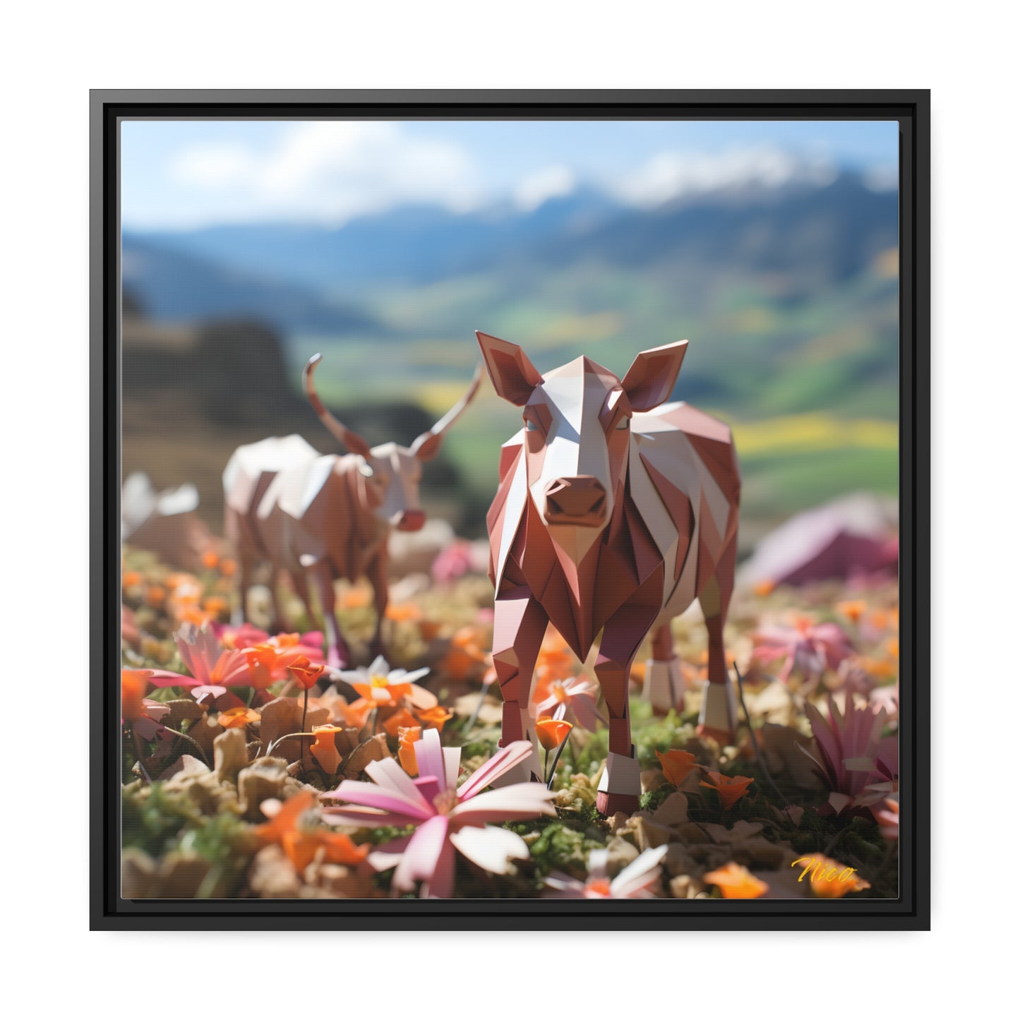 Meadow By The Farm Series Print #1 - Black Framed Canvas Print