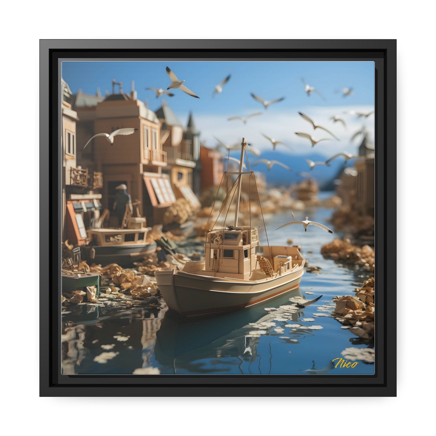 On The Docks By The Bay Series Print #3 - Black Framed Canvas Print