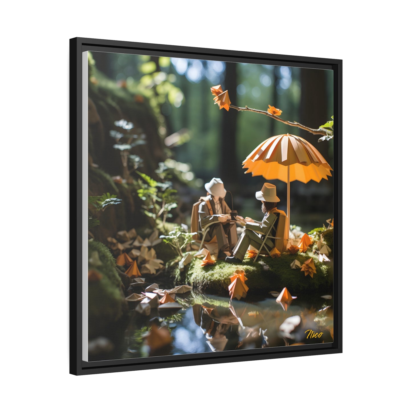 Relaxing By The Brook Series Print #2 - Black Framed Canvas Print