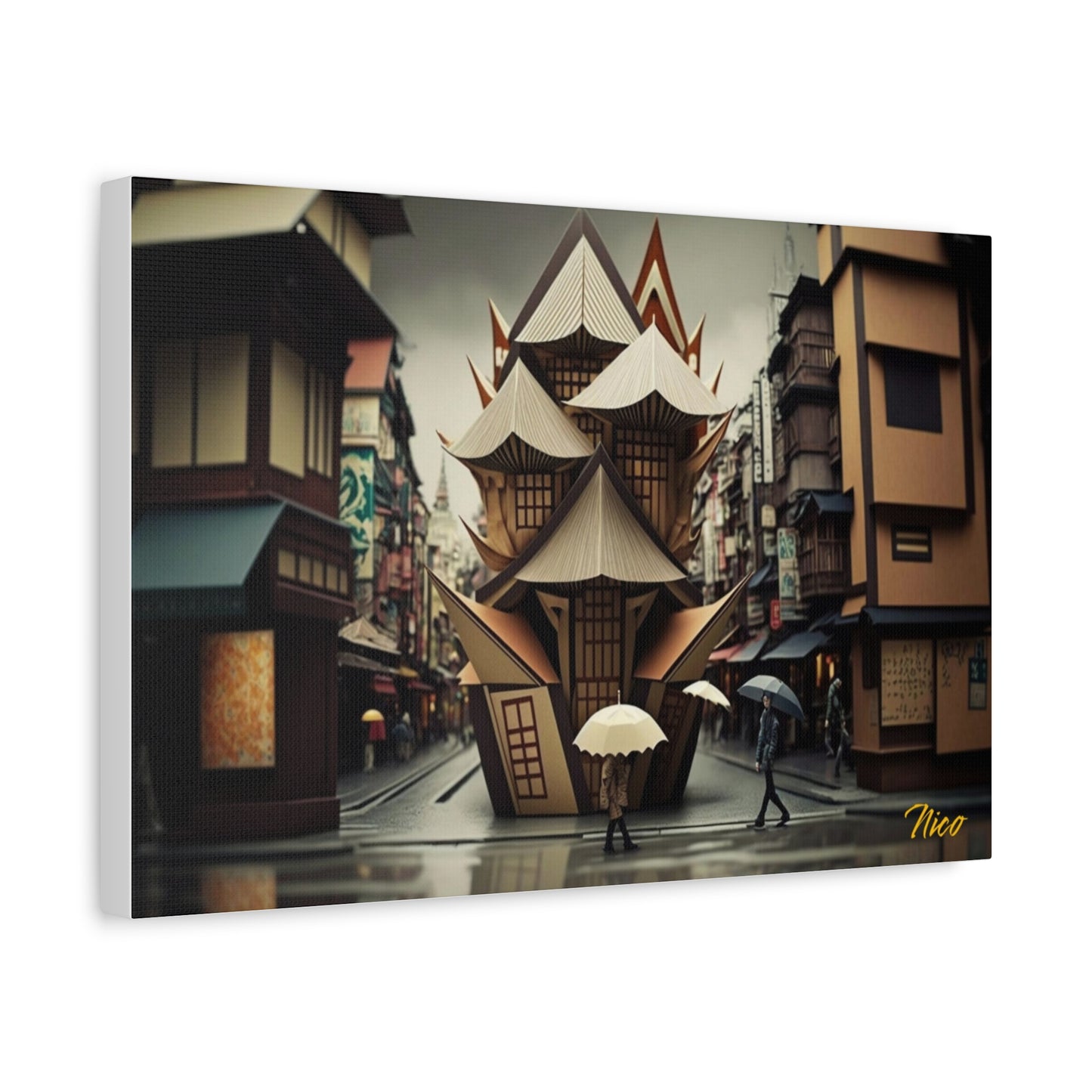 Oriental Rain Series Print #10 - Streched Matte Extended Canvas Print, 1.25" Thick