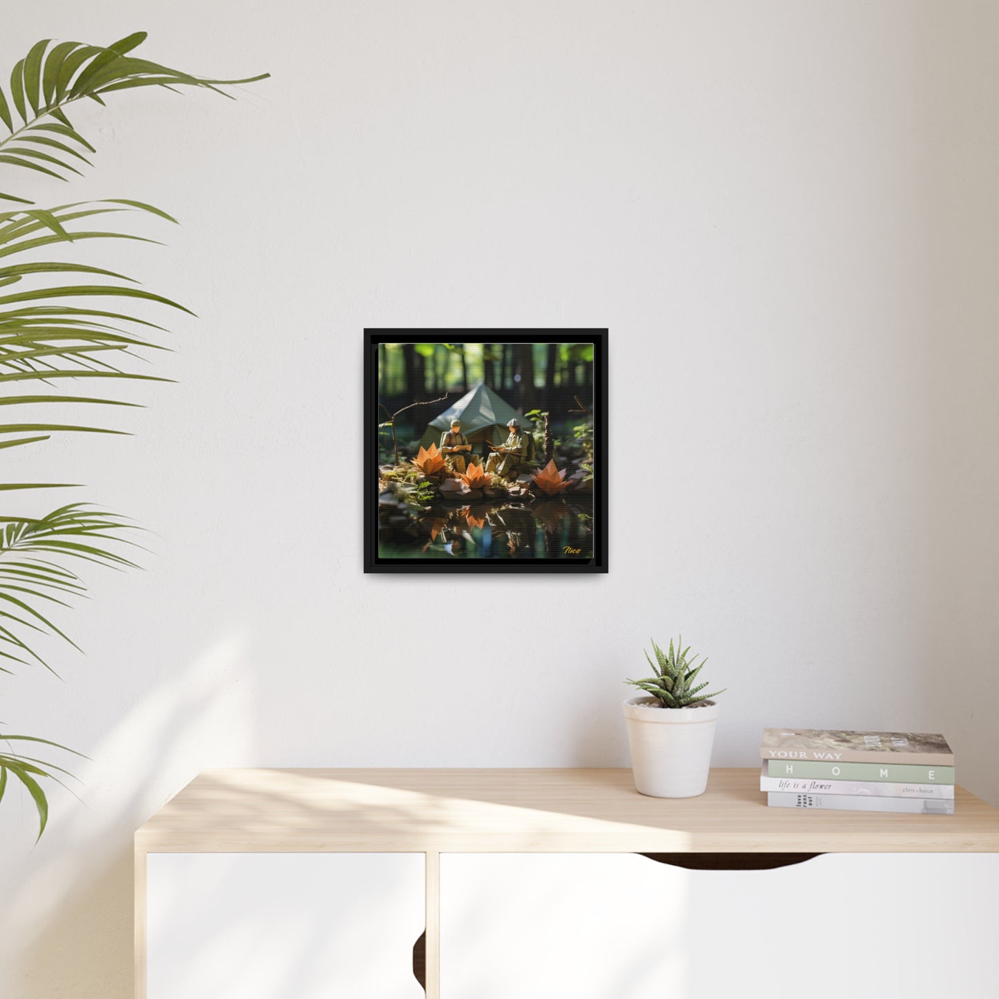 Relaxing By The Brook Series Print #7 - Black Framed Canvas Print