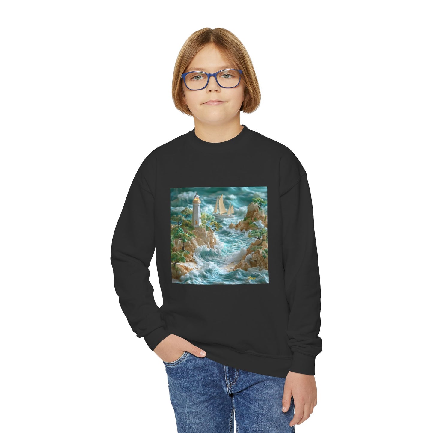 By The Seaside Series Print #9 Youth Crewneck Sweatshirt