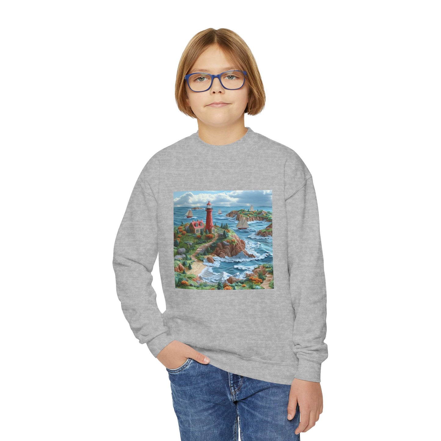 By The Seaside Series Print #6 Youth Crewneck Sweatshirt