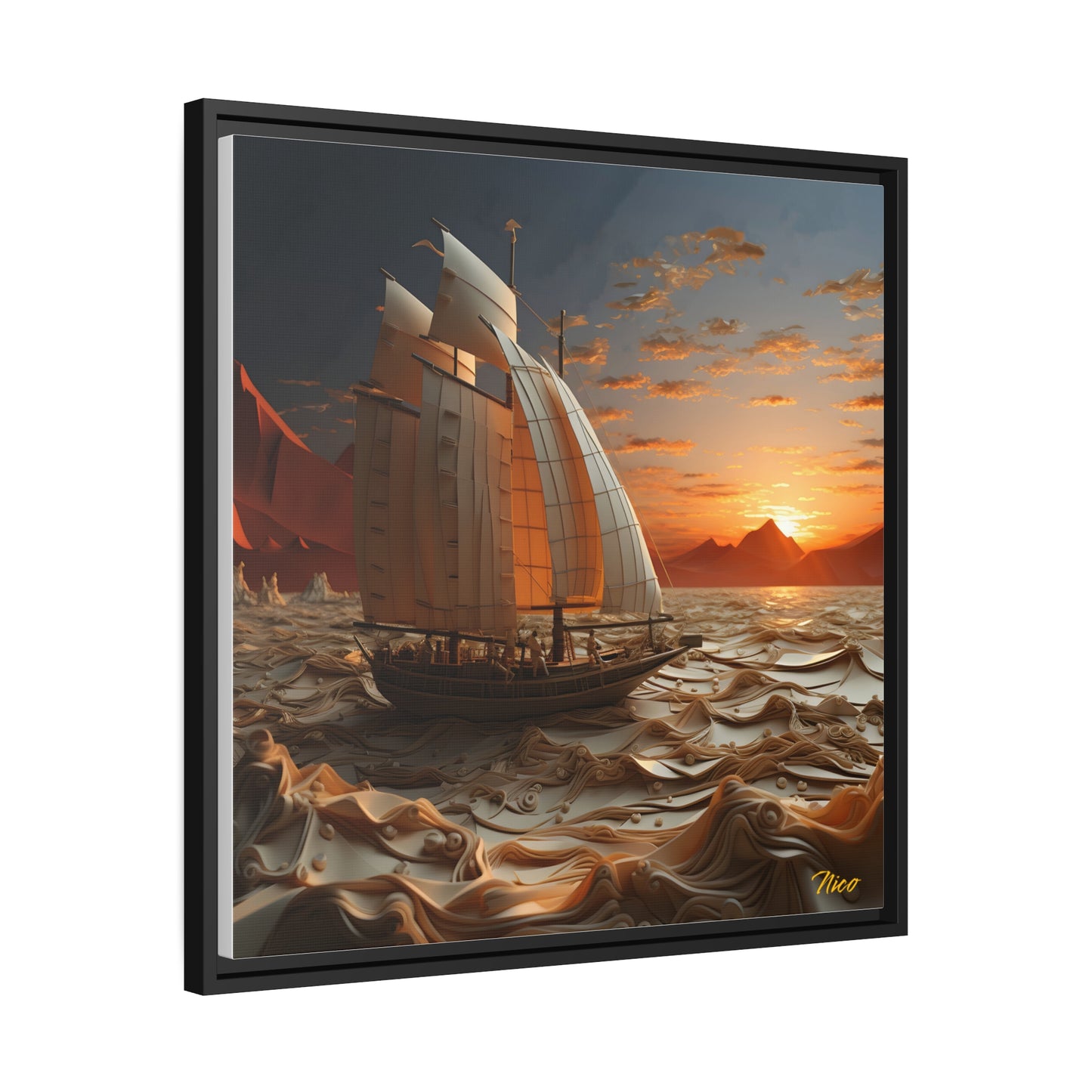 Into The Sunset Series Print #1 - Black Framed Canvas Print