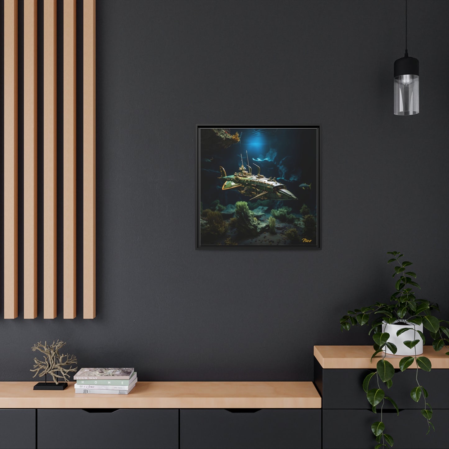 20,000 Under The Sea Series Print #1 - Black Framed Canvas Print