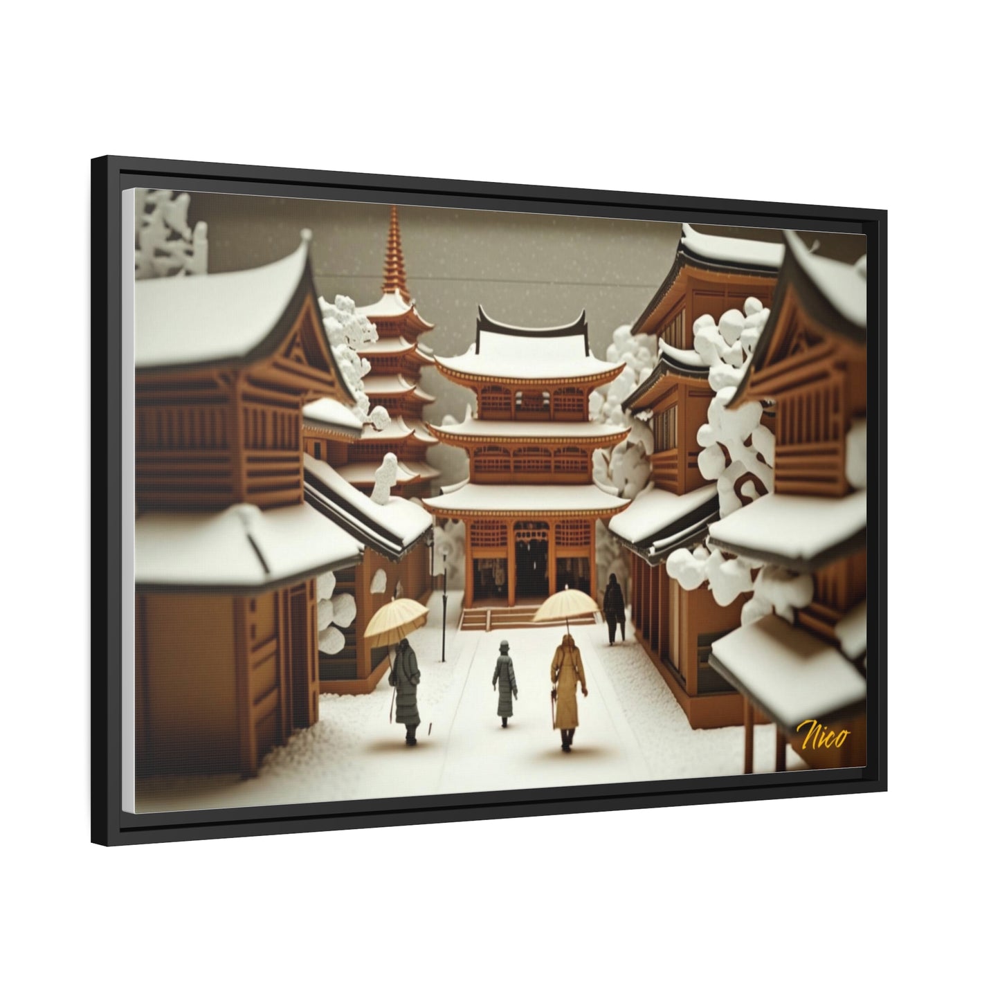 Asian Snow Series Print #10 - Impression sur toile encadrée noire