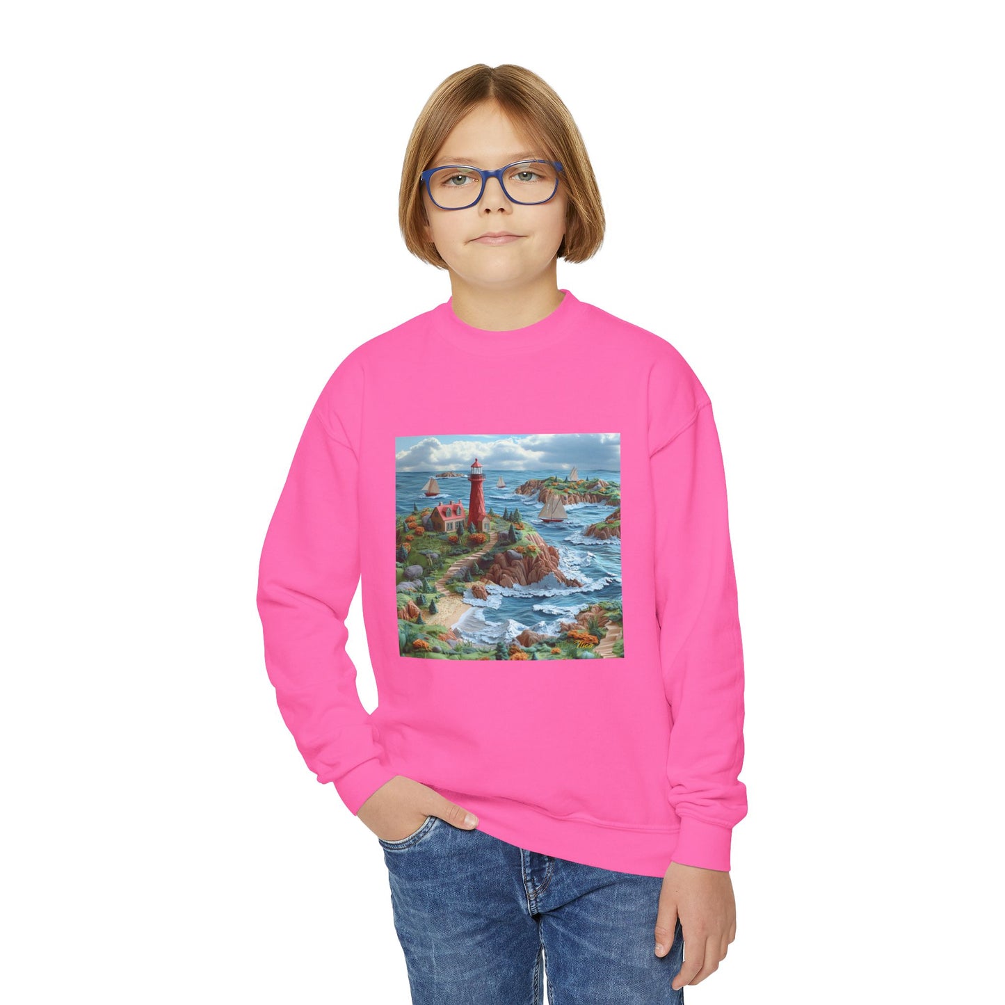 By The Seaside Series Print #6 Youth Crewneck Sweatshirt