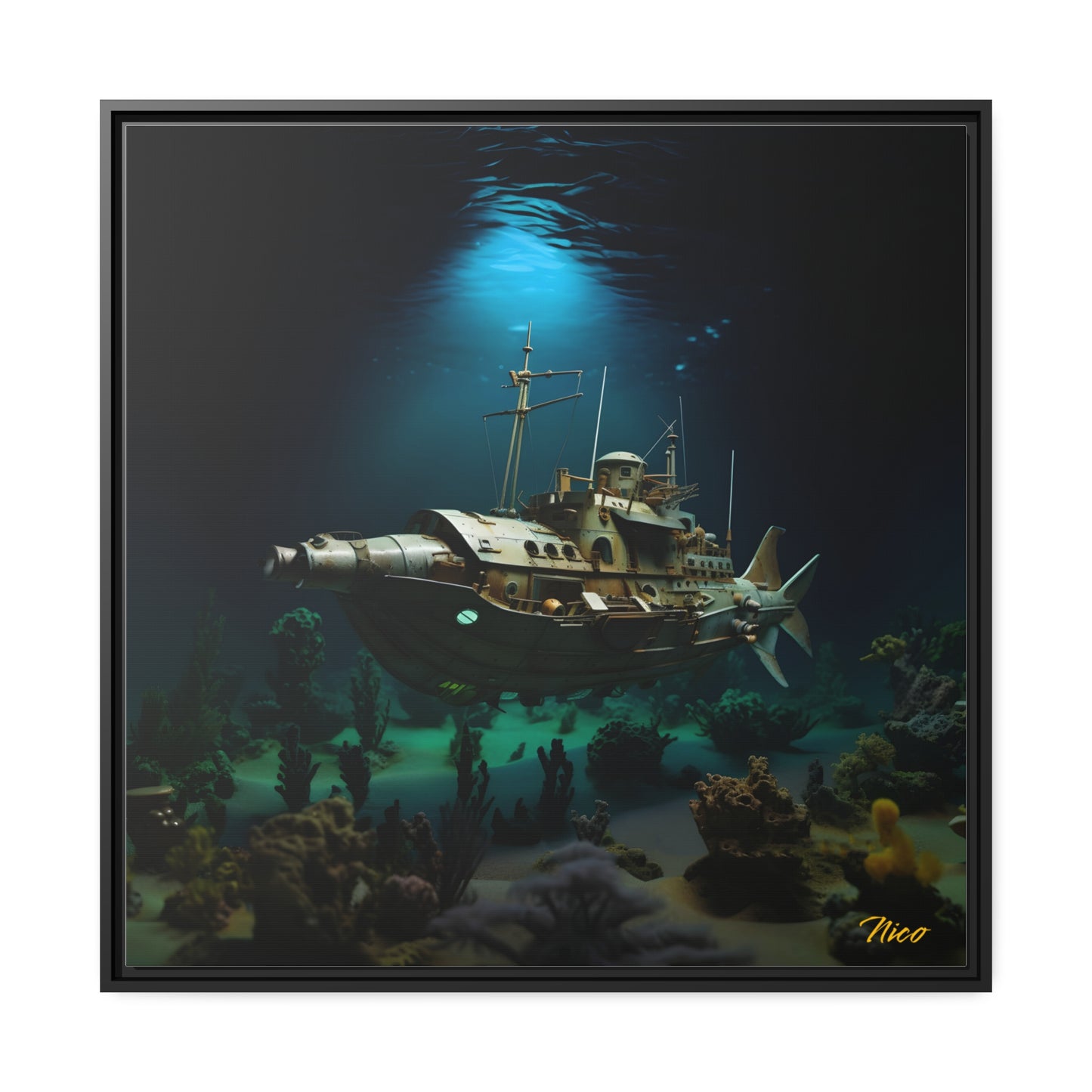 20,000 Under The Sea Series Print #7 - Black Framed Canvas Print