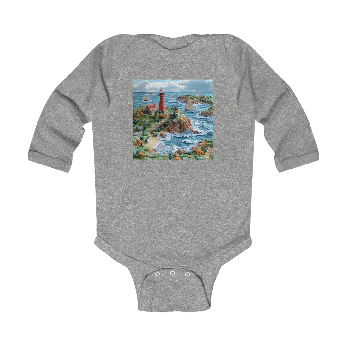 By The Seaside Series Print #6 Infant Long Sleeve Bodysuit