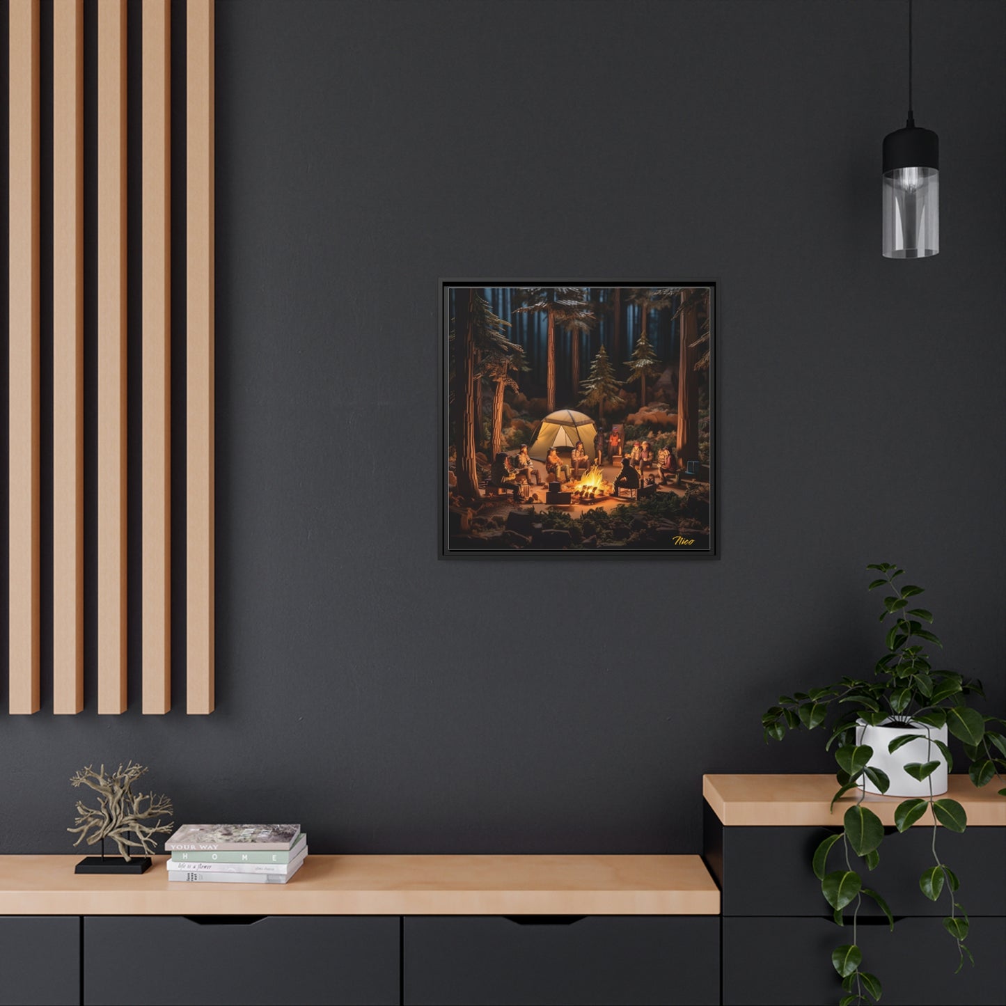 Campfire Series Print #8 - Black Framed Canvas Print