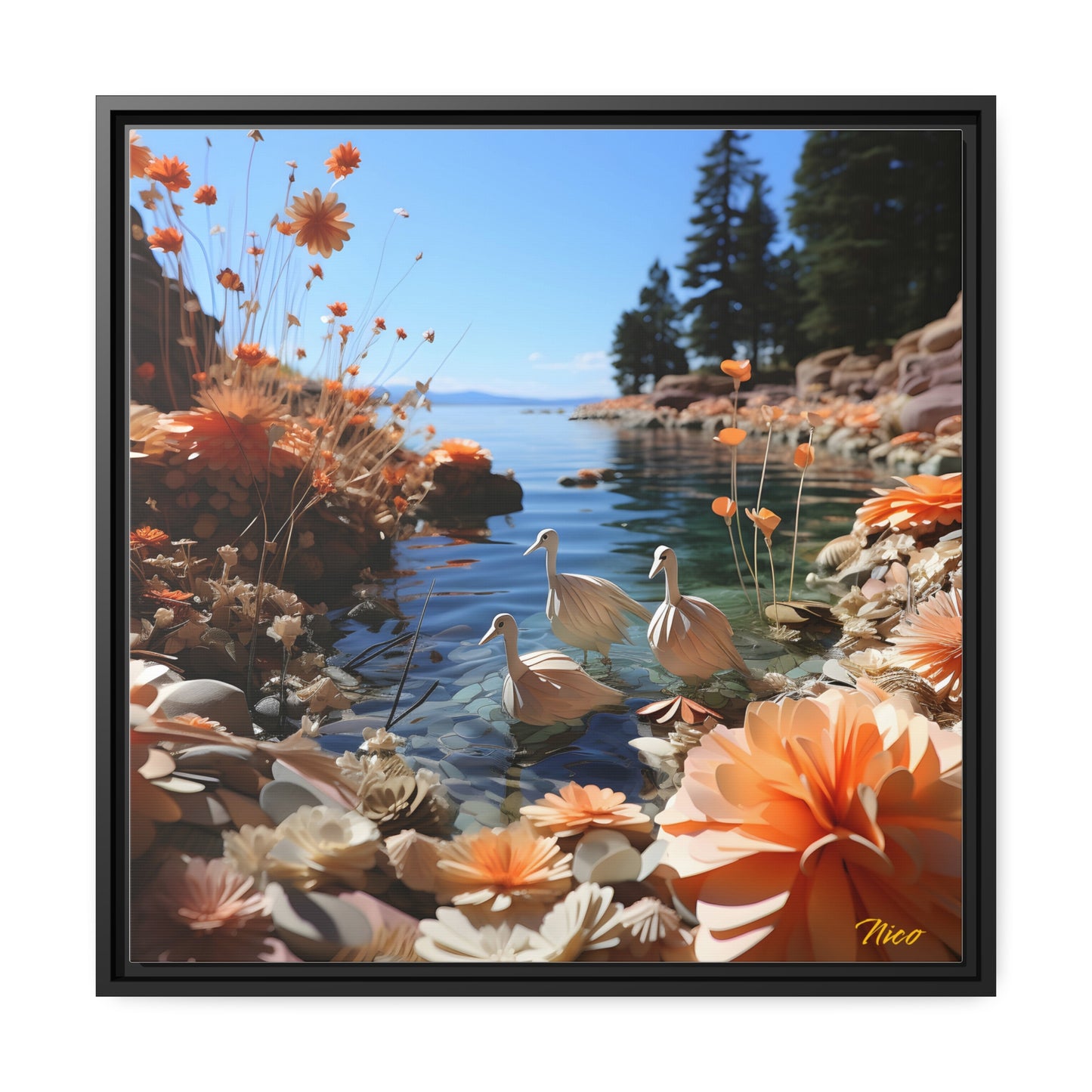 Mountain Lake Series Print #4 - Black Framed Canvas Print