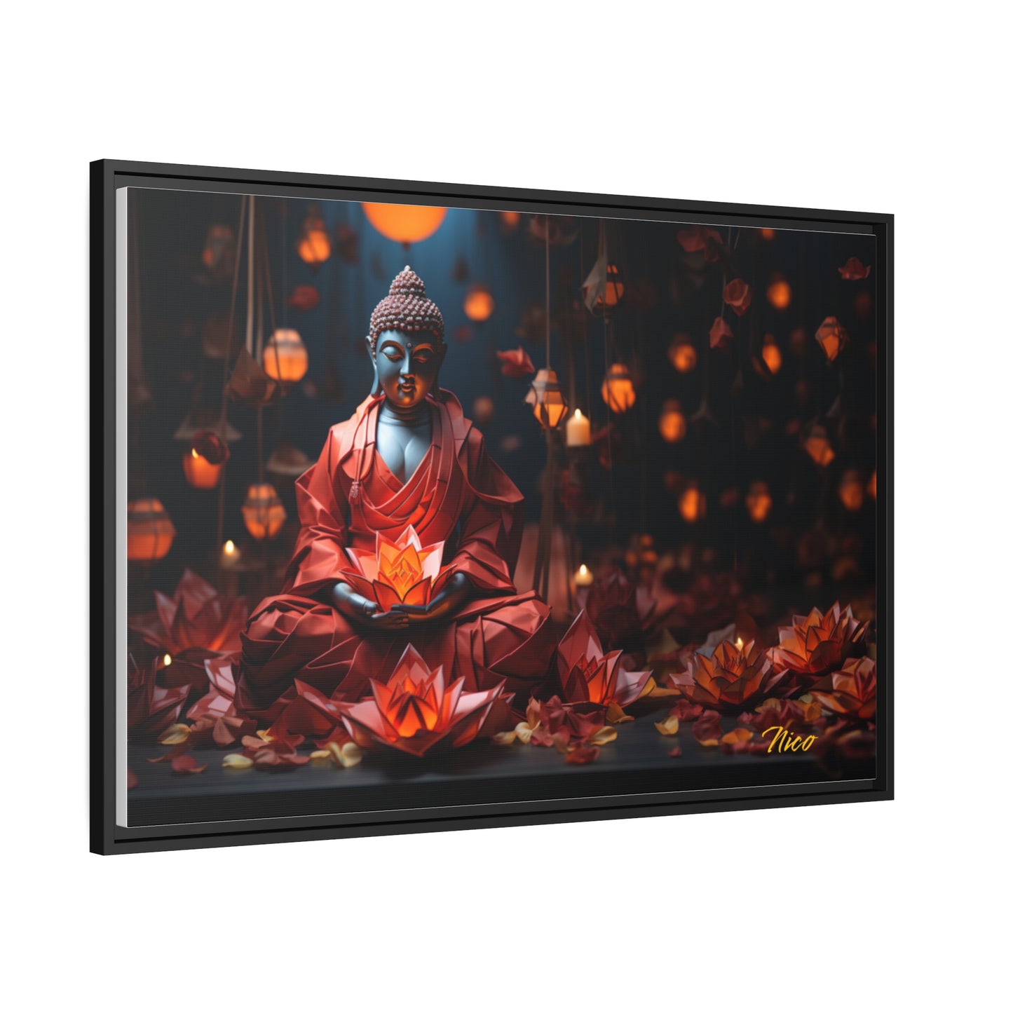 Ascending Buddha Series Print #2 - Black Framed Canvas Print