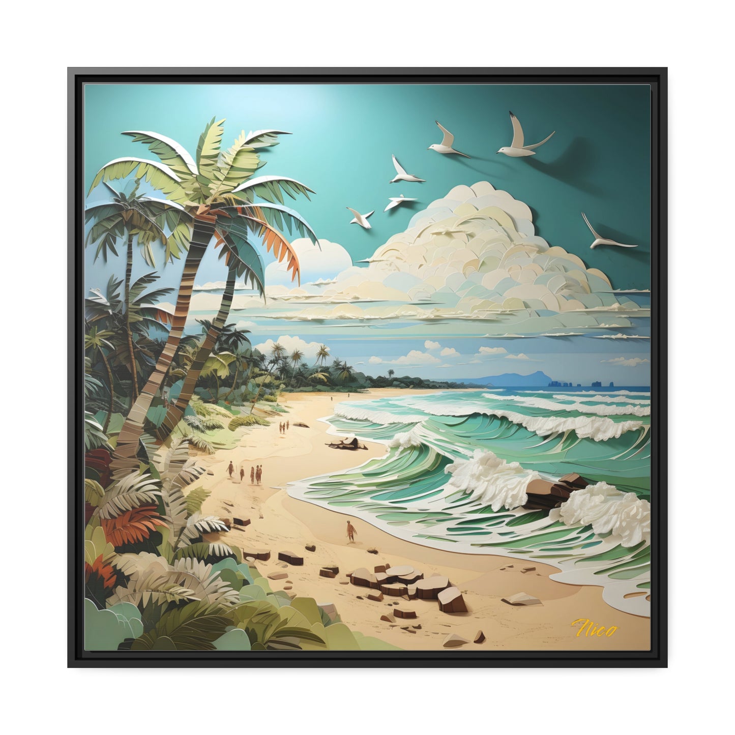 By The Seaside Series Print #2 - Black Framed Canvas Print