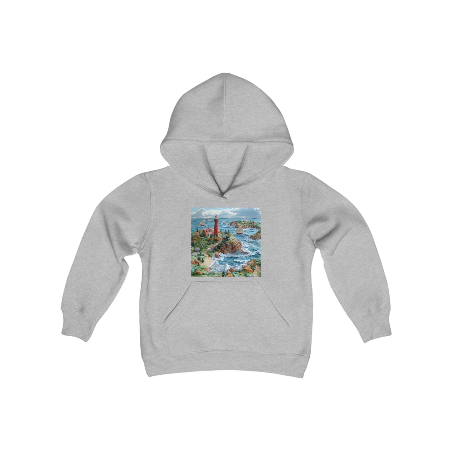 By The Seaside Series Print #6 Youth Heavy Blend Hooded Sweatshirt