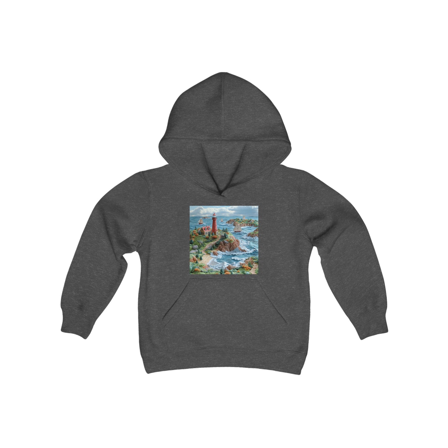 By The Seaside Series Print #6 Youth Heavy Blend Hooded Sweatshirt