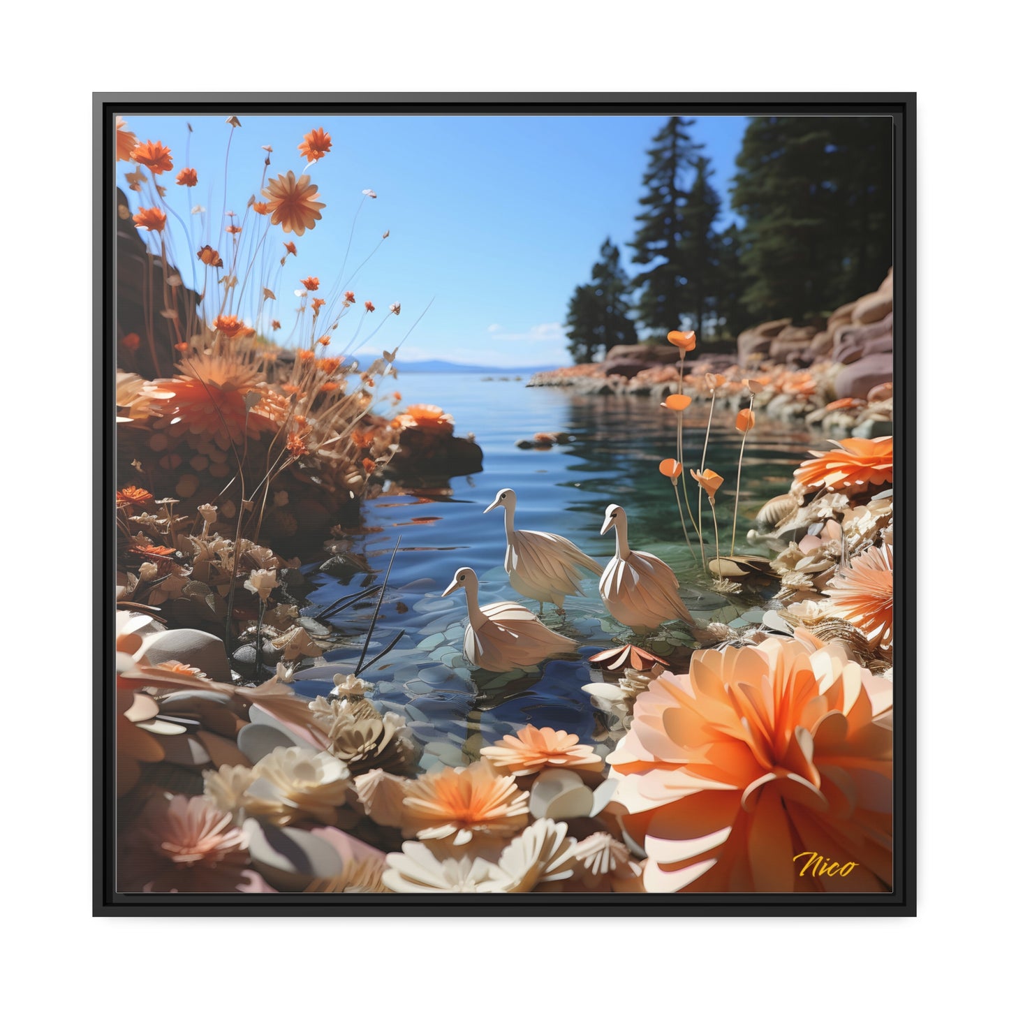 Mountain Lake Series Print #4 - Black Framed Canvas Print