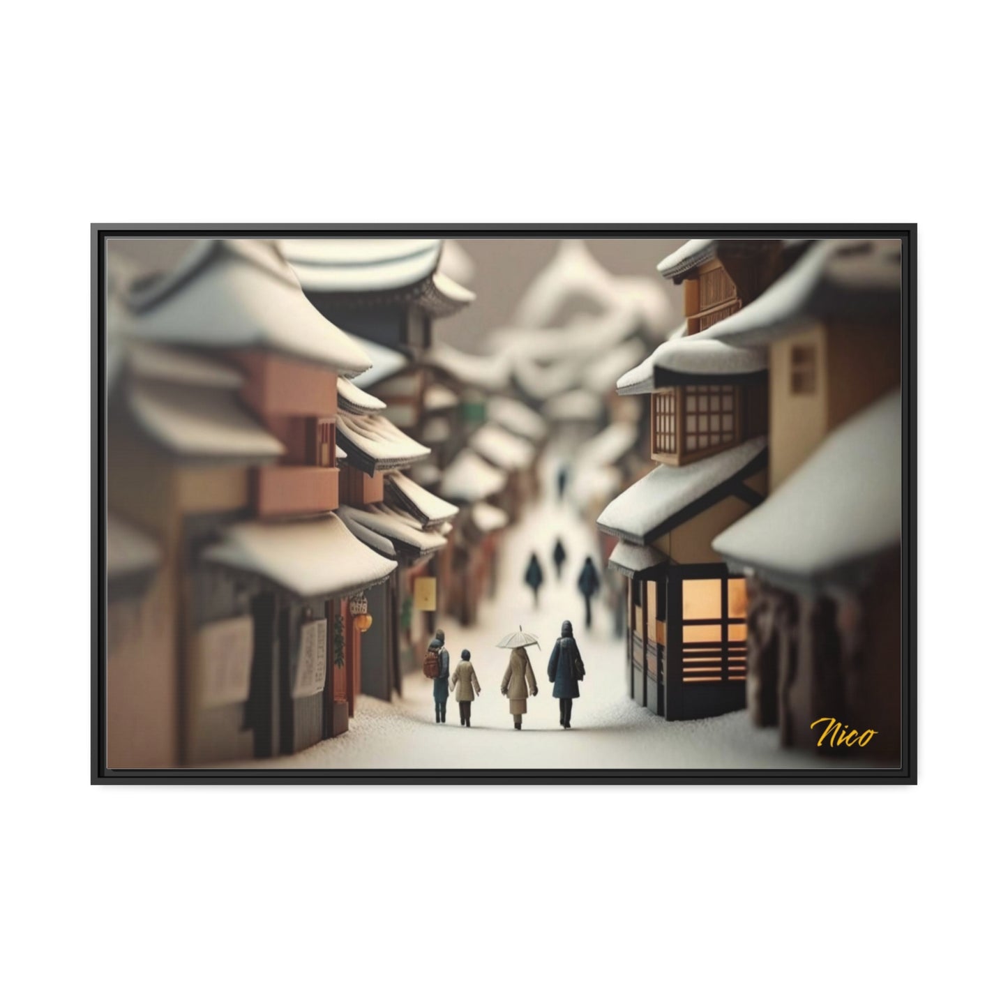 Asian Snow Series Print #6 - Extended Black Framed Canvas Print
