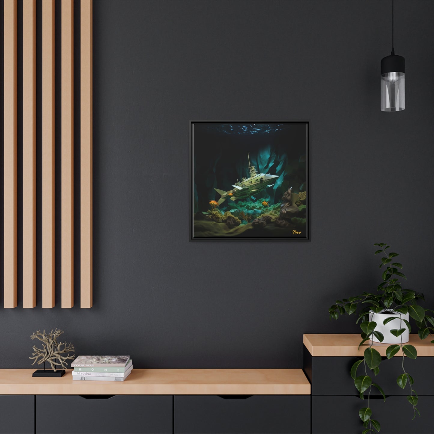 20,000 Under The Sea Series Print #8 - Black Framed Canvas Print