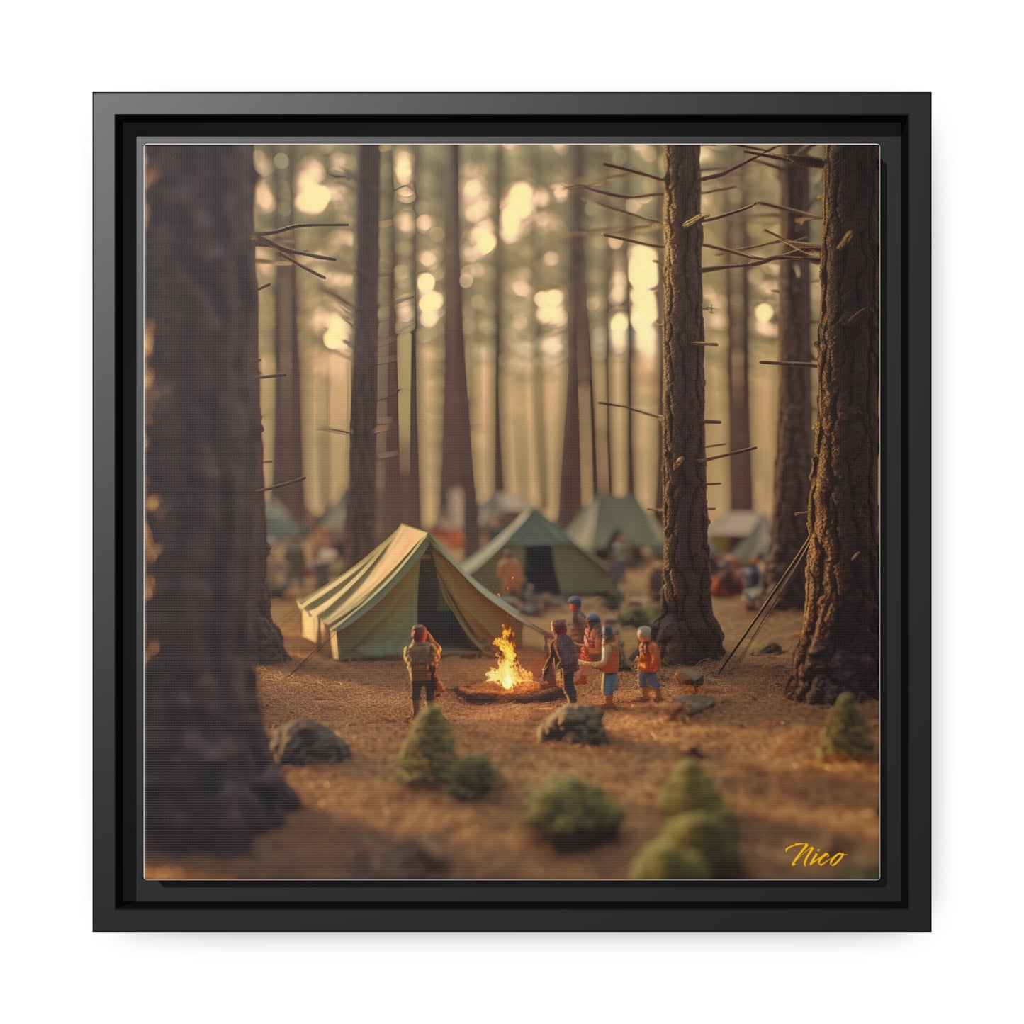 Campfire Series Print #3 - Black Framed Canvas Print