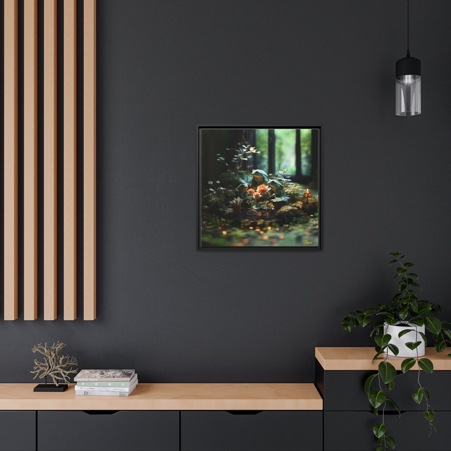 Relaxing By The Brook Series Print #1 - Black Framed Canvas Print