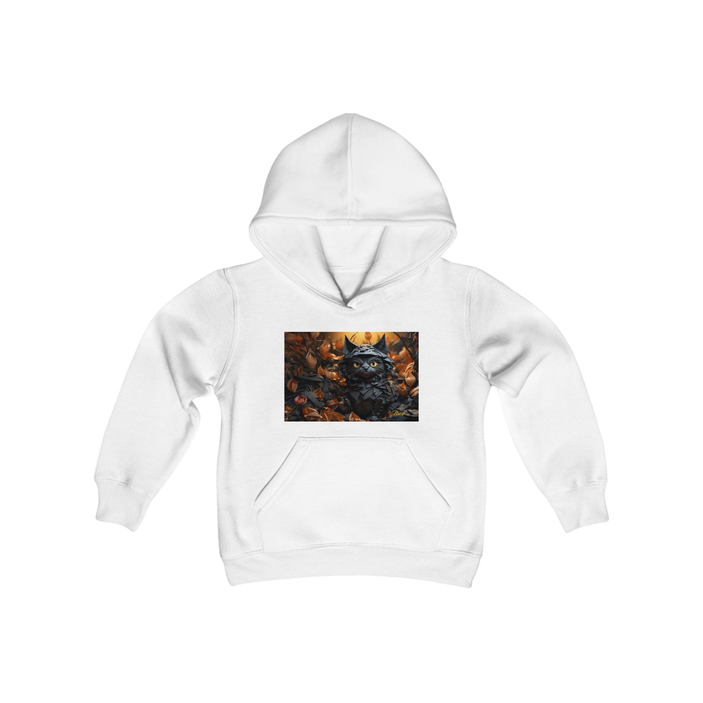 Halloween 2024 Series Print #2 "The Kitty Of Evil!" Youth Heavy Blend Hooded Sweatshirt