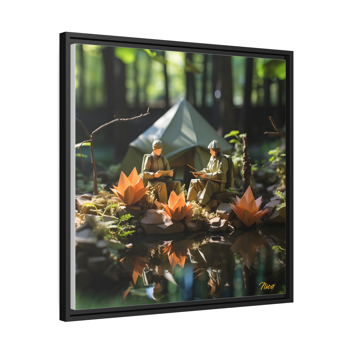 Relaxing By The Brook Series Print #7 - Black Framed Canvas Print