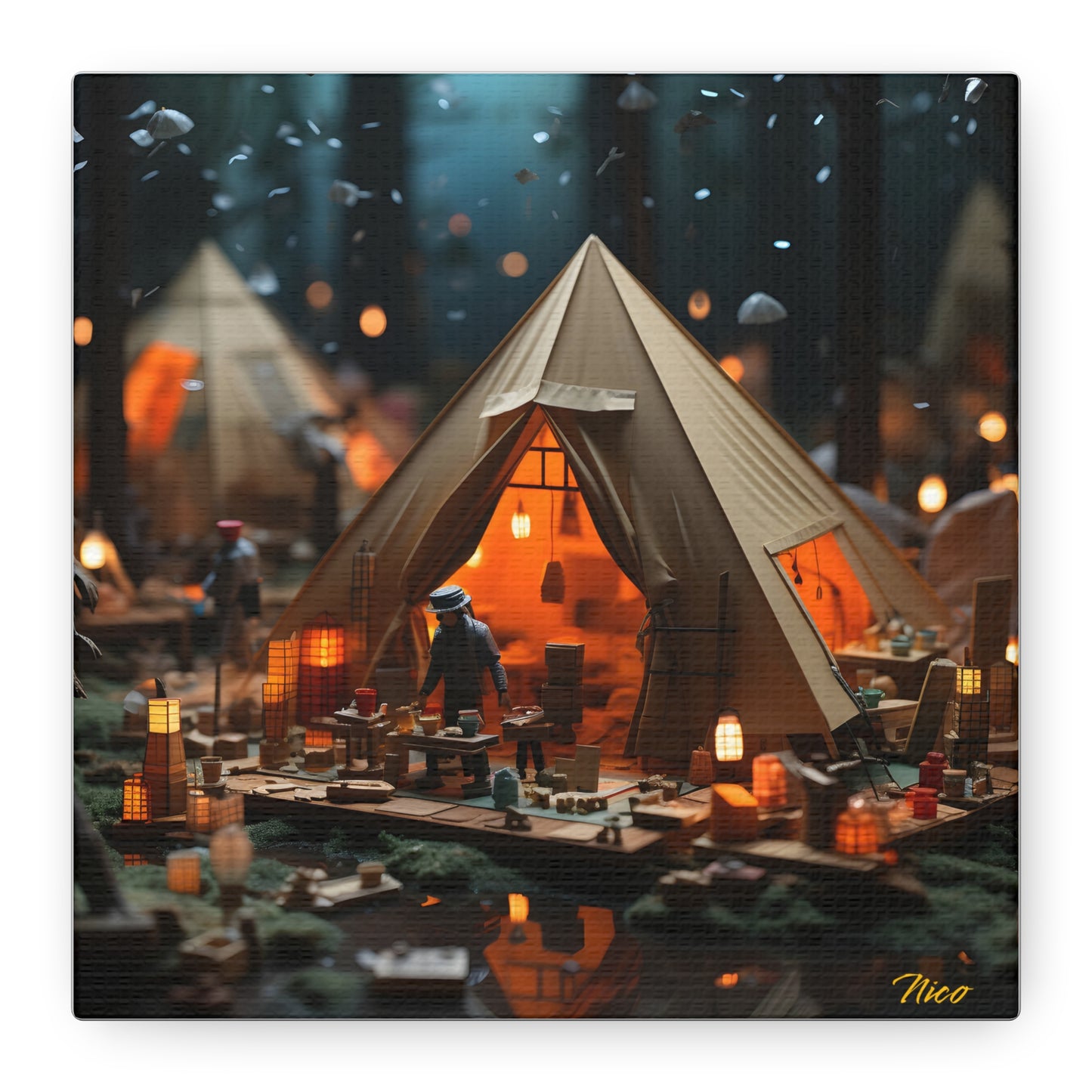 Camping In The Rain Series Print #8 - Streched Matte Canvas Print, 1.25" Thick