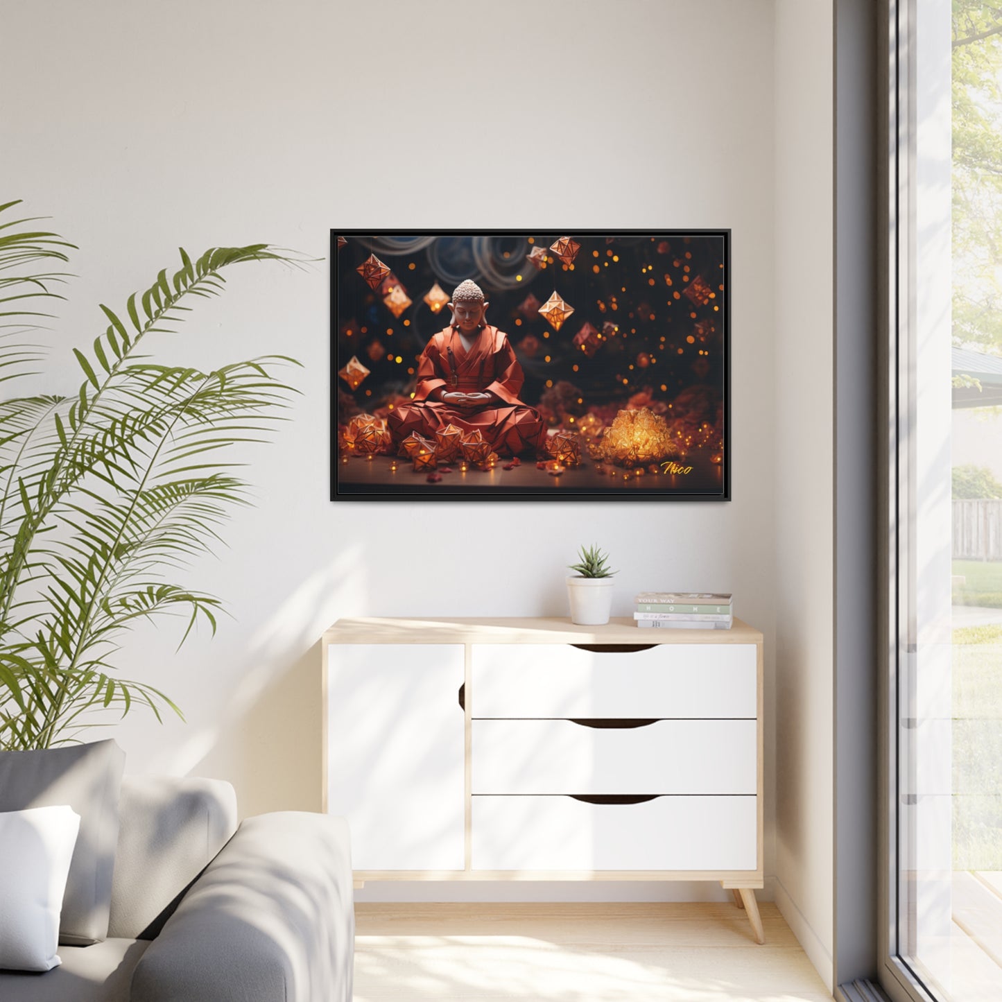 Ascending Buddha Series Print #7 - Black Framed Canvas Print