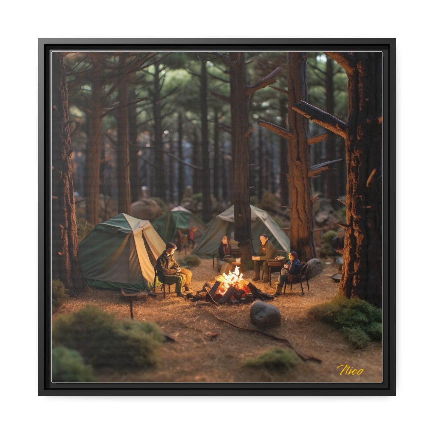 Campfire Series Print #1 - Black Framed Canvas Print