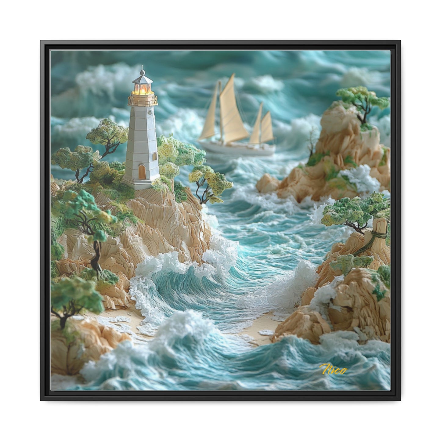 By The Seaside Series Print #9 - Black Framed Canvas Print