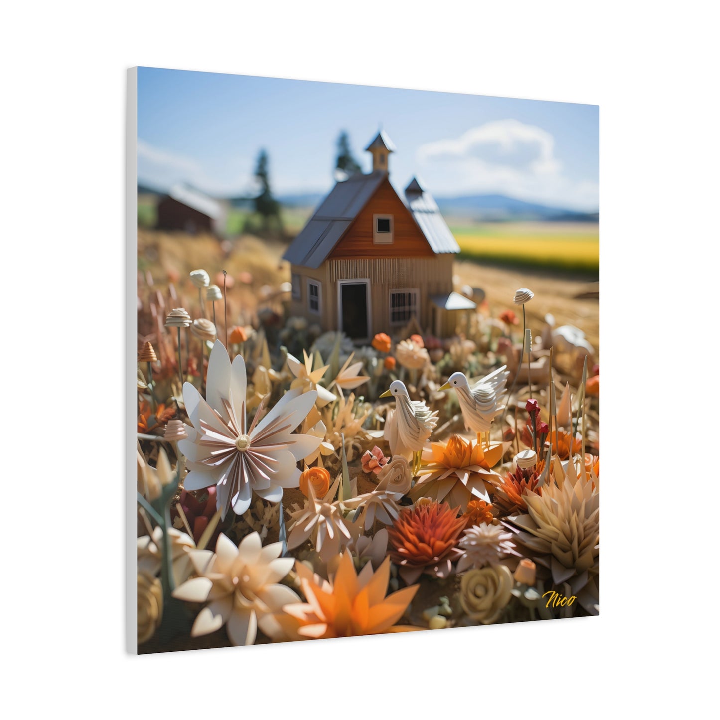 Meadow By The Farm Series Print #4 - Streched Matte Canvas Print, 1.25" Thick