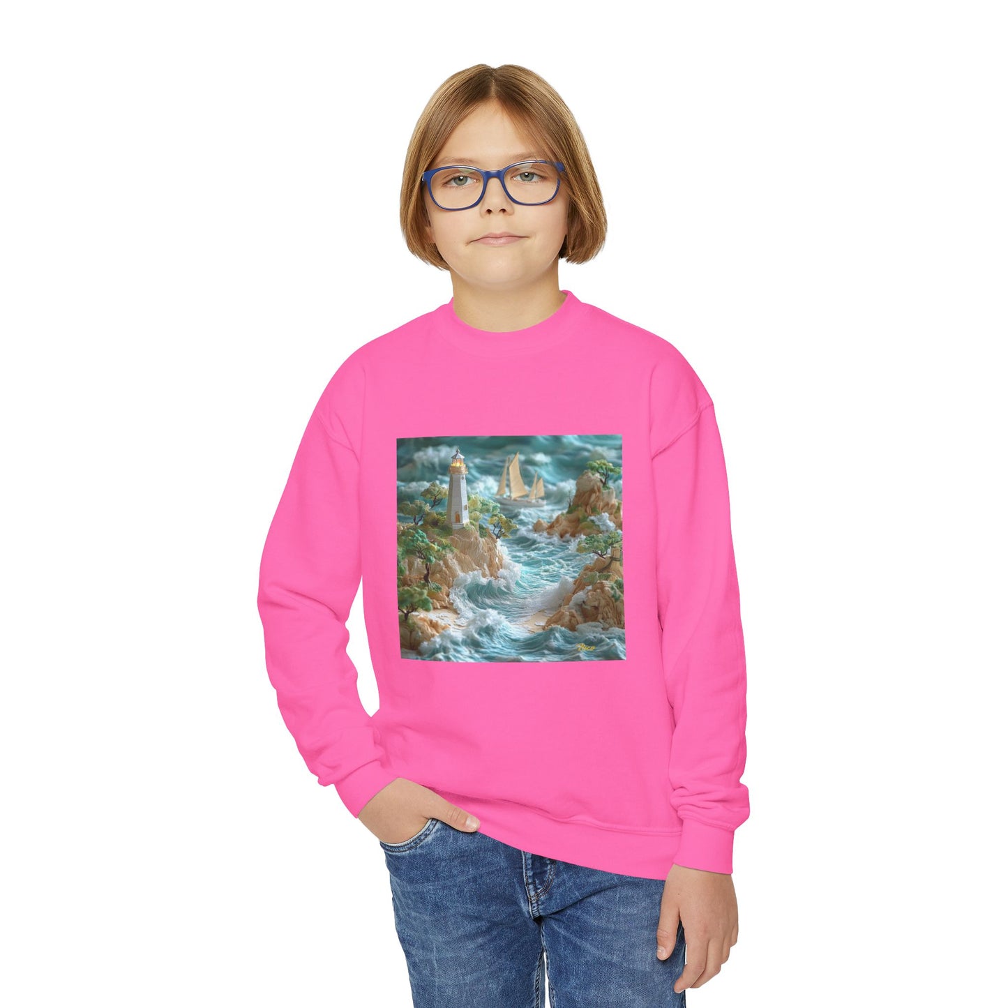 By The Seaside Series Print #9 Youth Crewneck Sweatshirt