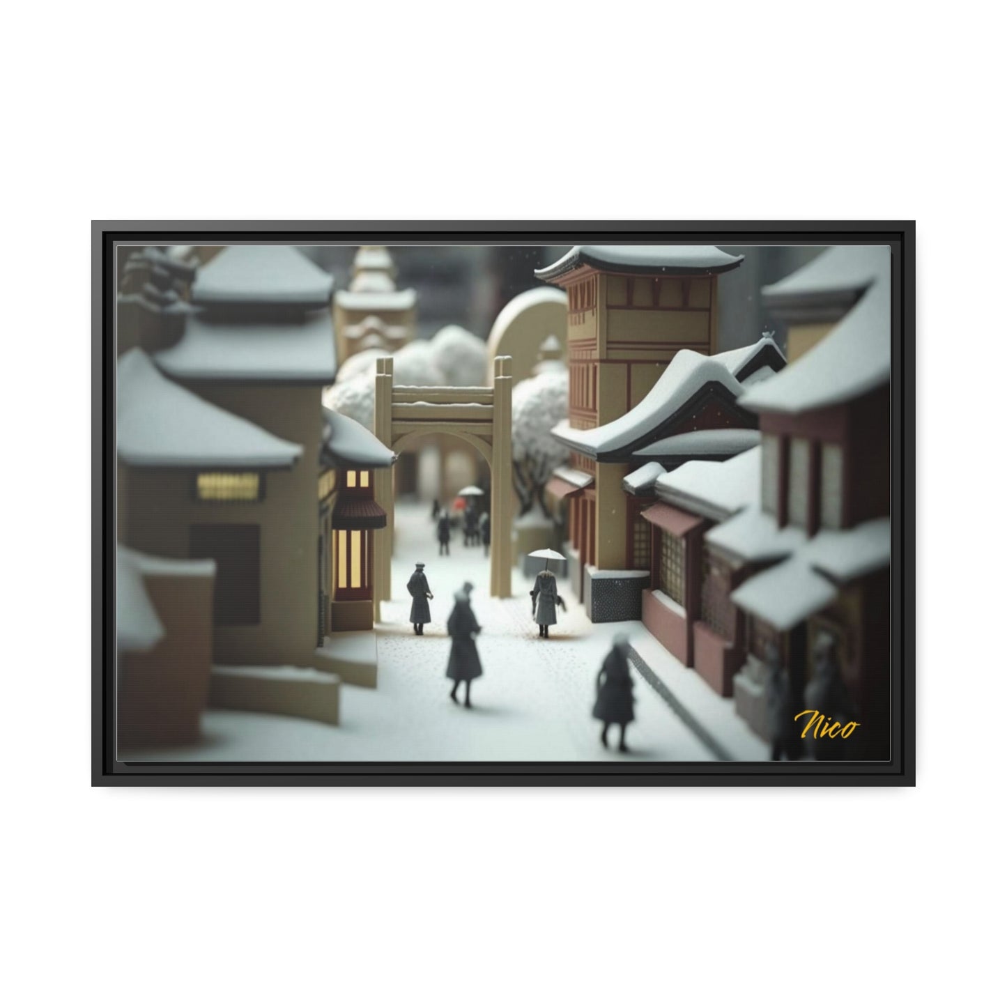 Asian Snow Series Print #9 - Extended Black Framed Canvas Print