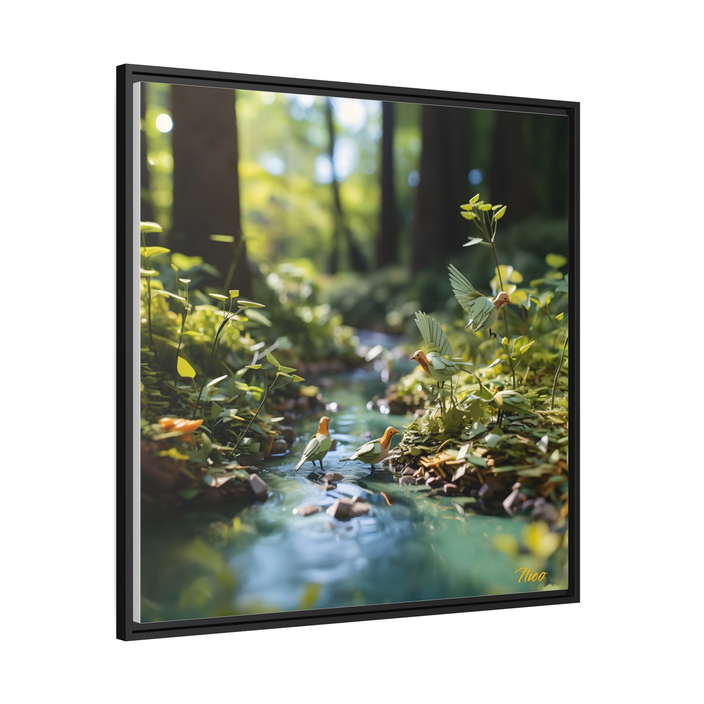 Relaxing By The Brook Series Print #8 - Black Framed Canvas Print