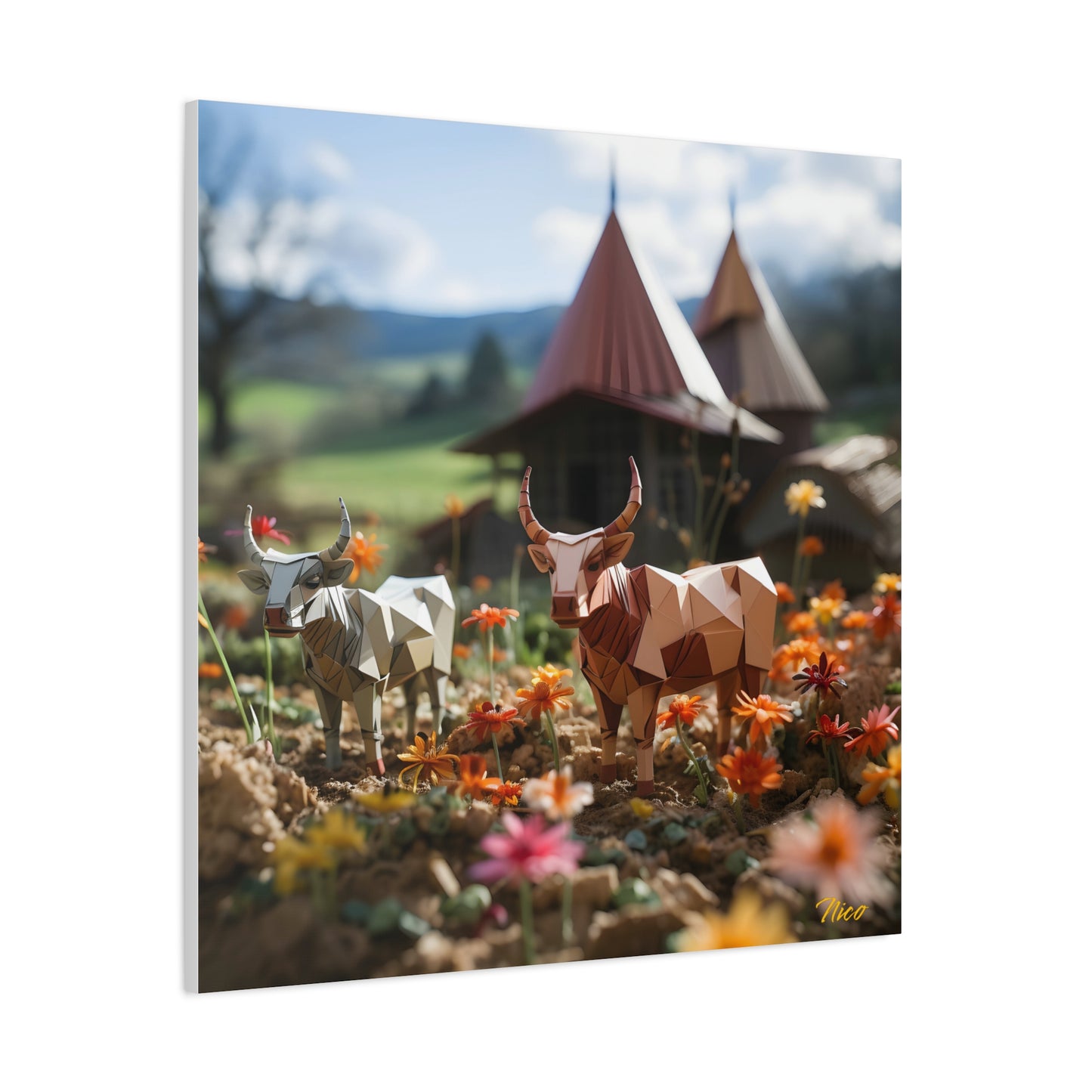 Meadow By The Farm Series Print #8 - Streched Matte Canvas Print, 1.25" Thick