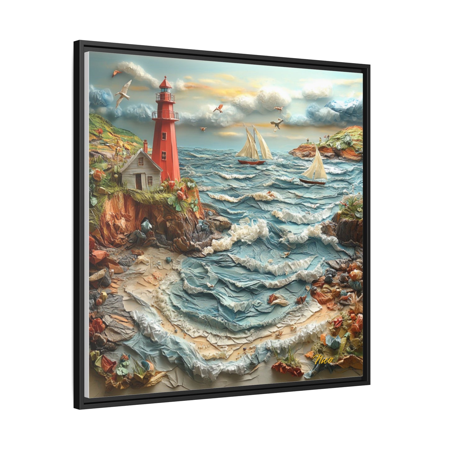 By The Seaside Series Print #2 - Black Framed Canvas Print