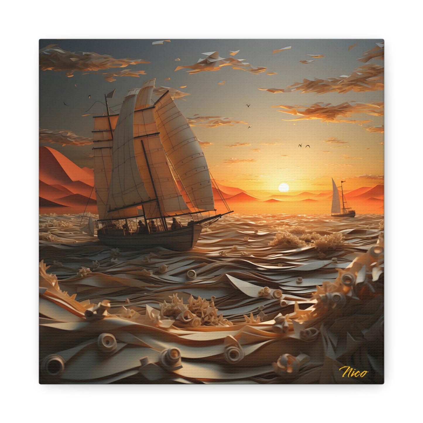 Into The Sunset Series Print #5 - Streched Matte Canvas Print, 1.25" Thick