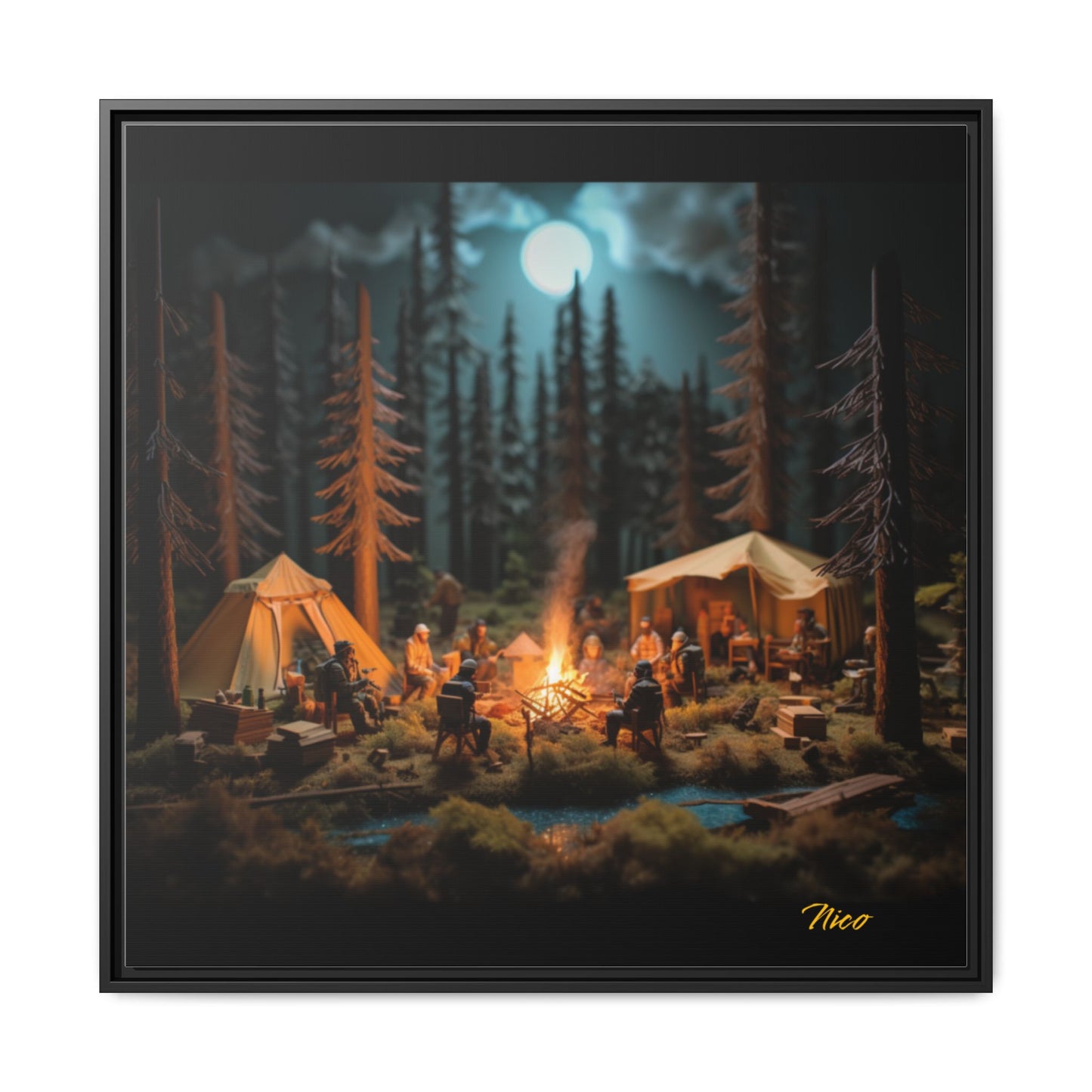 Under The Starry Skies Series Print #8 - Black Framed Canvas Print