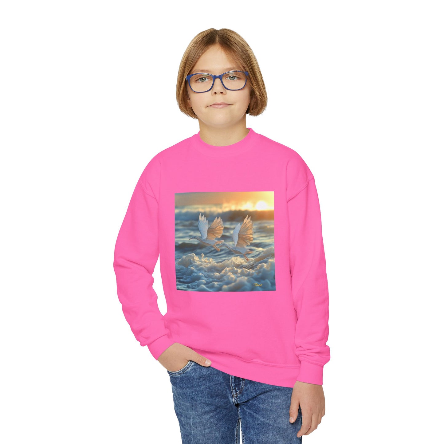 By The Seaside Series Print #5 Youth Crewneck Sweatshirt