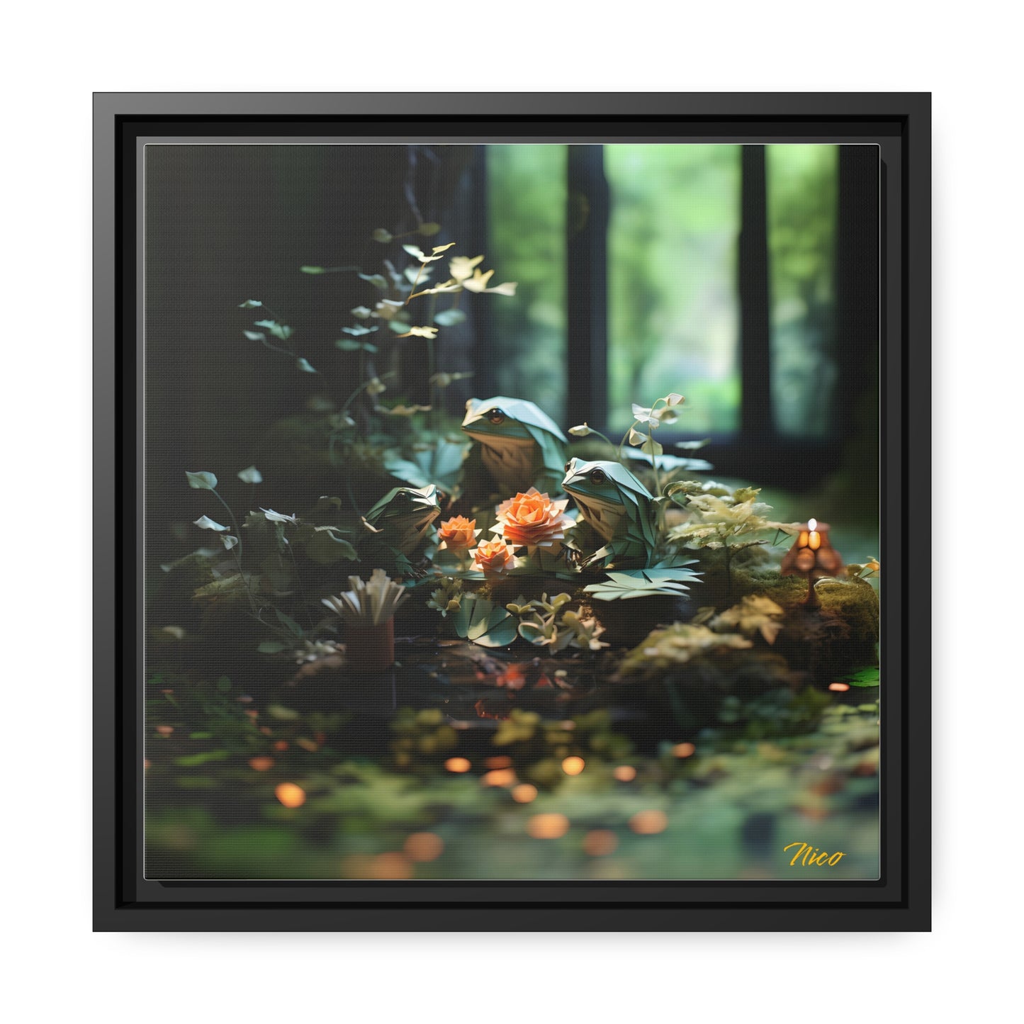 Relaxing By The Brook Series Print #1 - Black Framed Canvas Print